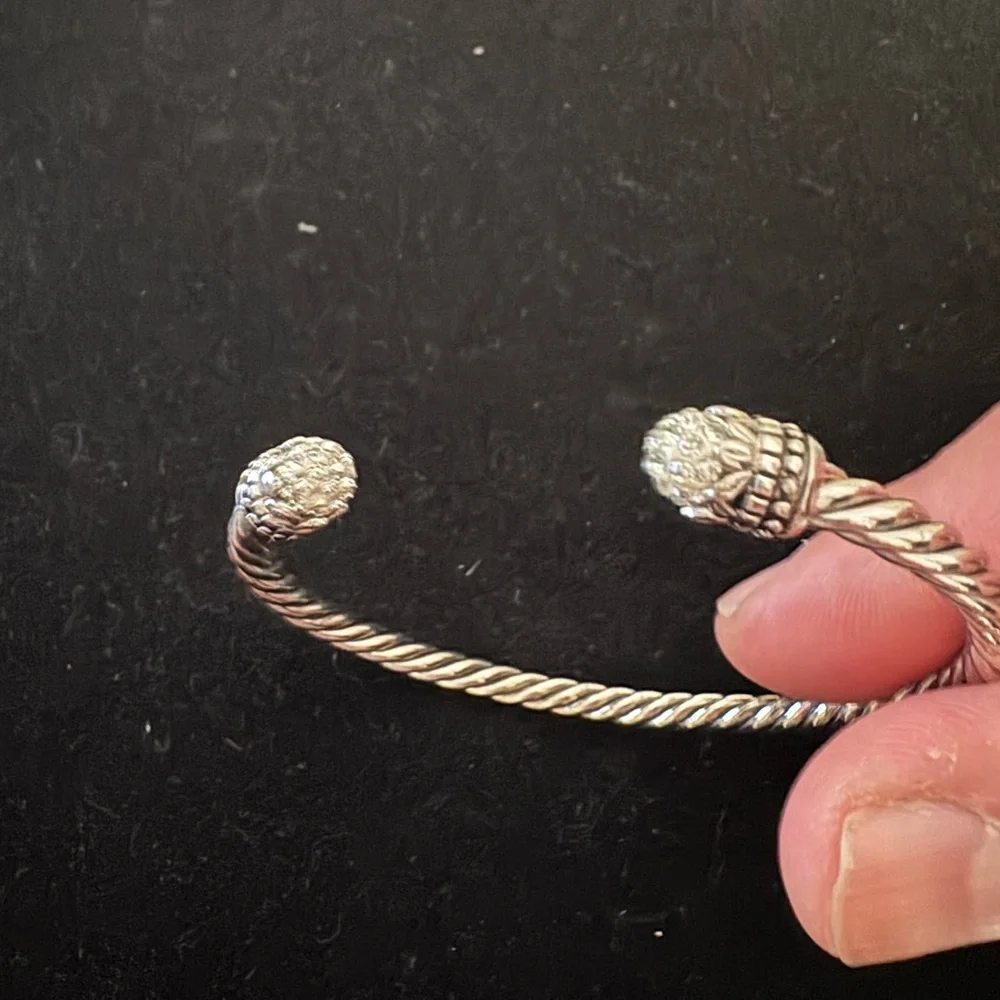 Rhinestone Twisted Cable Cuff Bracelet